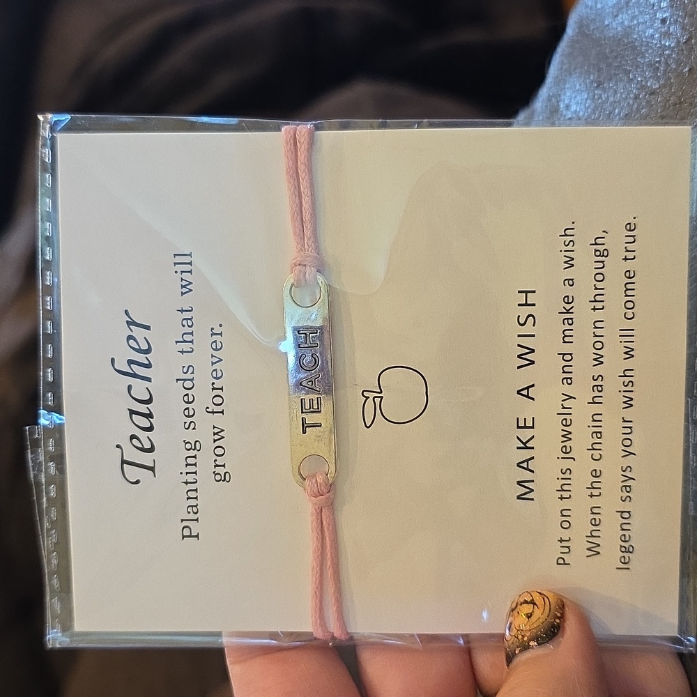 Pink 'Teach' Wish Bracelet